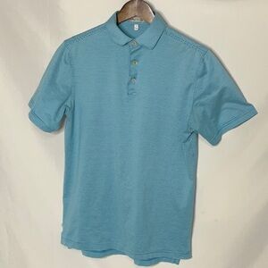 Peter Millar Blue Striped Polo Shirt 100% Cotton
